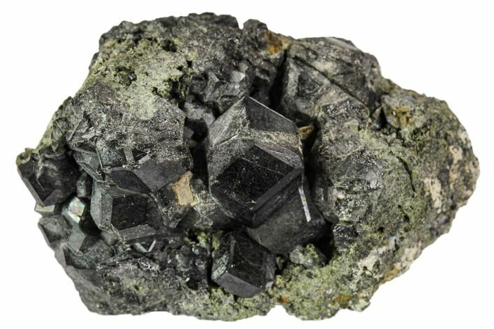 Black Andradite (Melanite) Garnet Cluster - Morocco #107901